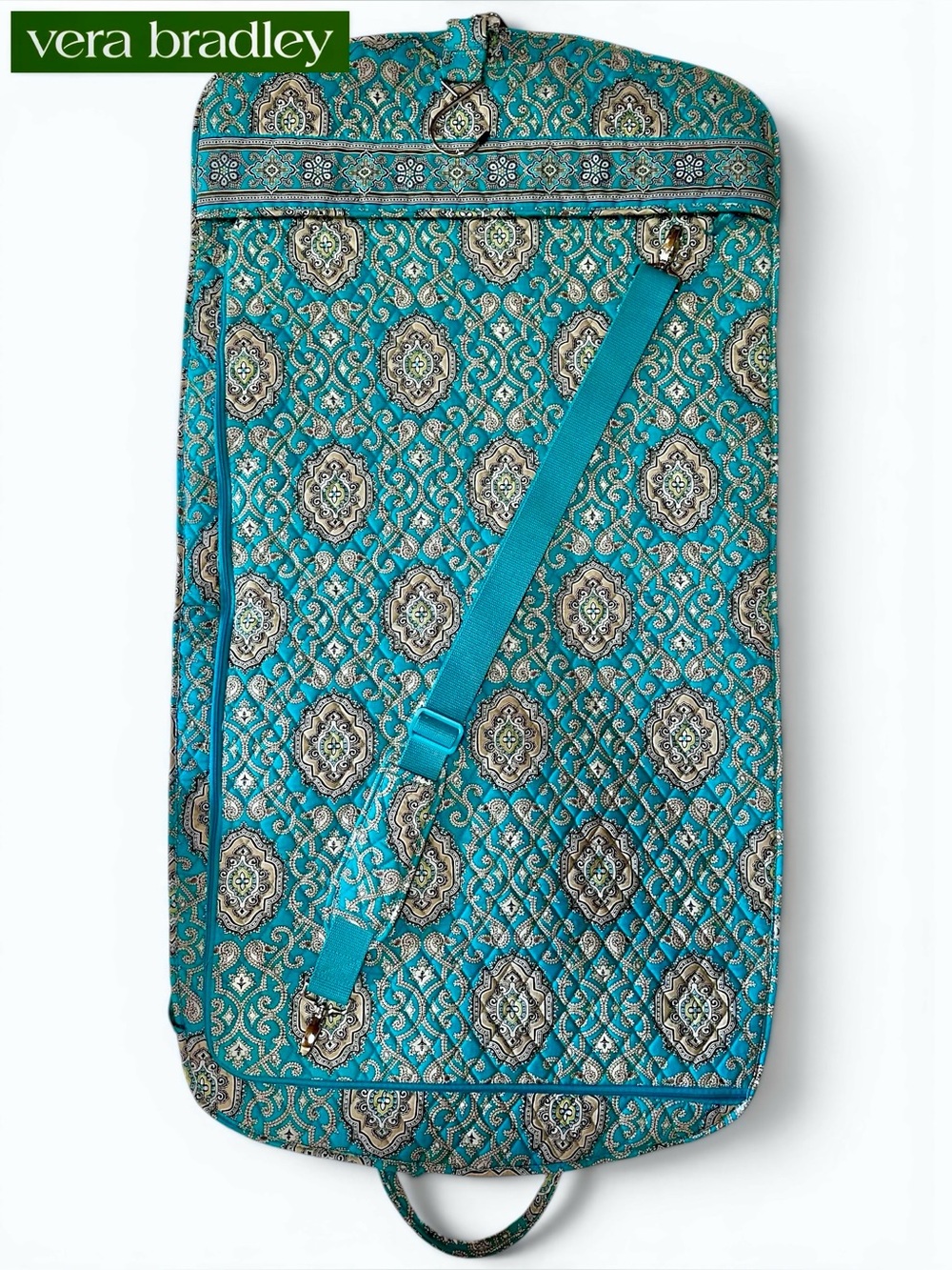 🫶Vera Bradley Totally Turq RETIRED Full Size Quilted Garment Bag Travel Luggage